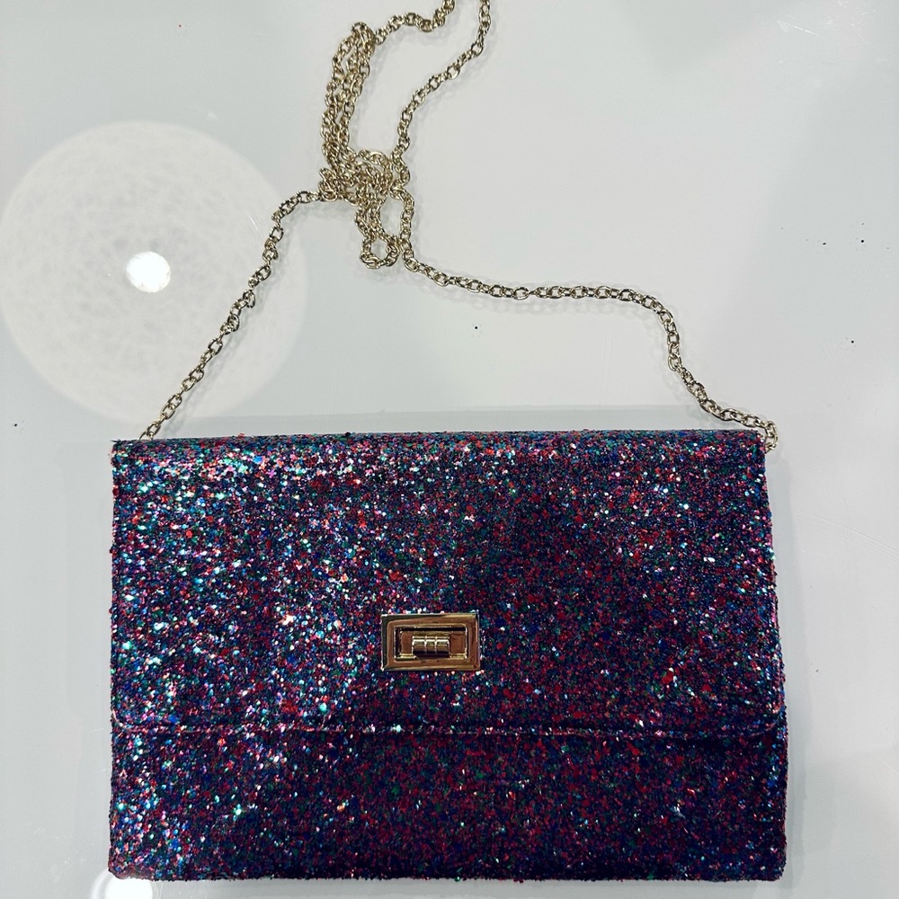 Multi-Colored Sequin Rectangle Clutch With Detach… - image 6